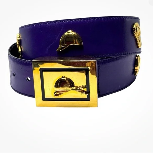 Purple Escada vintage belt. Escada Vintage Statement Belt Purple Brown Leather Pink  main image 4